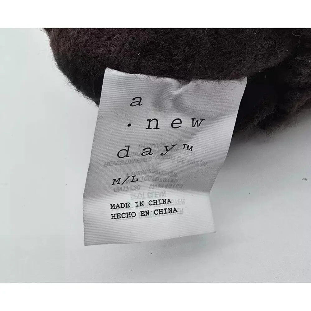 A New Day Driving Gloves Womens XS Brown Sheep Leather Fleece Lined